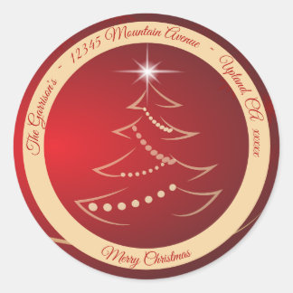 Sticker Rond Red & Gold Christmas Retourner l'adresse Label Sea