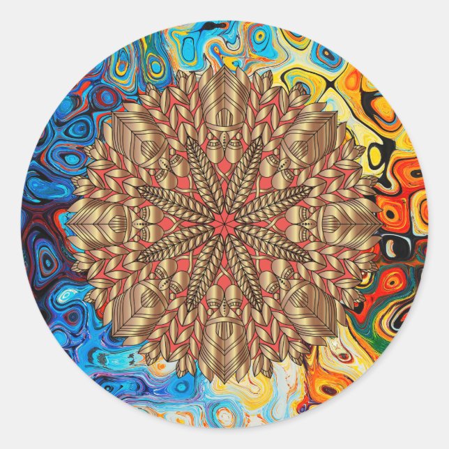 Sticker Rond Red Gold Fall Nature Festival (Devant)