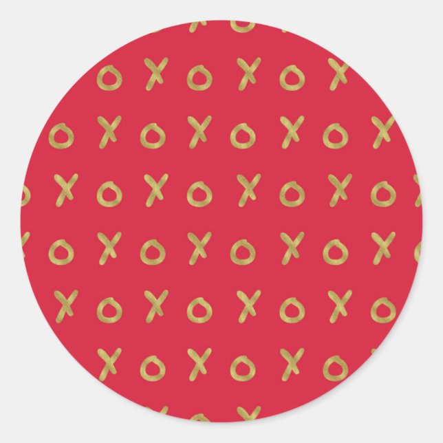 Sticker Rond Red & Gold X O XO XO's Trendy Cute (Devant)