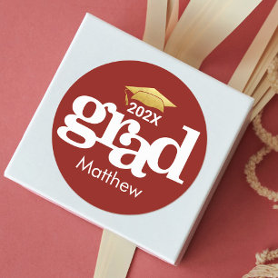 Sticker Rond Red Graduation Or Simple Bold Typographie moderne