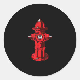 Sticker Rond Red Graphic Fire Hydrant Pompier Cadeaux de travai