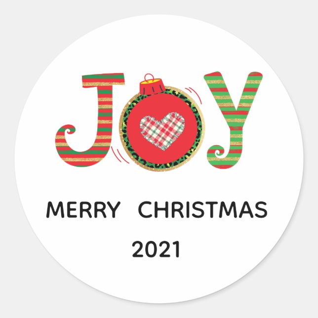 Sticker Rond Red Green Joy Noël (Devant)