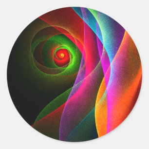 Sticker Rond Red Green Orange Modern Abstrait Art Motif #22