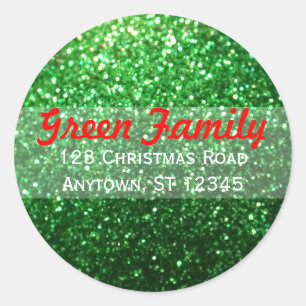 Sticker Rond Red & Green Parties scintillant Christmas Retourne