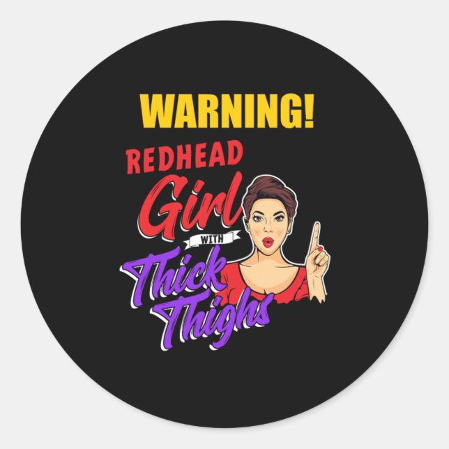 Sticker Rond Red Hair Girl Freckles Red Hair Redheads Ginger Gi (Devant)