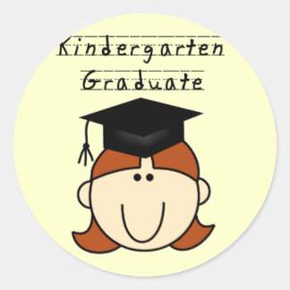 Sticker Rond Red Hair Girl Kindergarten Graduate