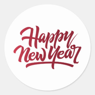 Sticker Rond Red Happy New Year Holiday