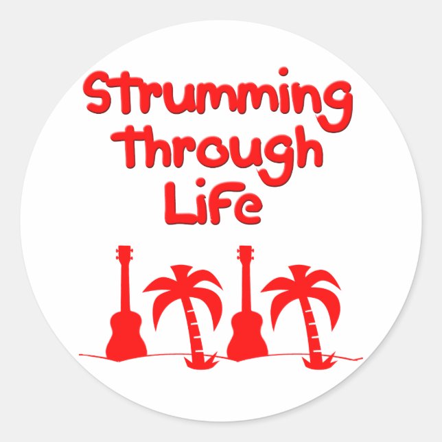 Sticker Rond Red Hawaain Ukulele Uke Conception de Surfs tropic (Devant)