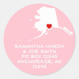 Sticker Rond Red Heart Alaska Adresse