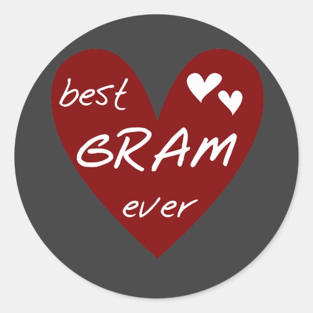 Sticker Rond Red Heart Best Gram Ever Tshirts et cadeaux (Devant)