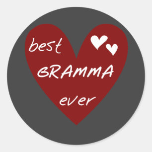 Sticker Rond Red Heart Best Gramma Ever T-shirts et cadeaux