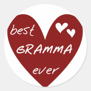 Sticker Rond Red Heart Best Gramma Ever T-shirts et cadeaux