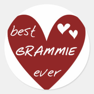 Sticker Rond Red Heart Best Grammie Ever T-shirts et cadeaux