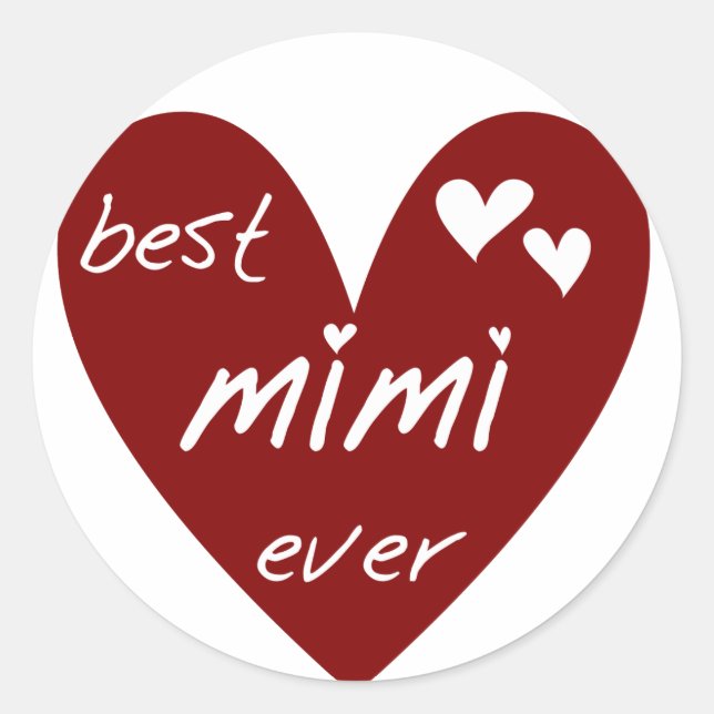 Sticker Rond Red Heart Best Mimi Ever Tshirts et cadeaux (Devant)