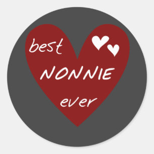 Sticker Rond Red Heart Best Nonnie Ever T-shirts et cadeaux