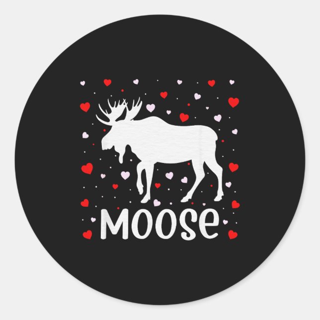 Sticker Rond Red Heart Cud Love Graphic Moose Lover Valentine D (Devant)