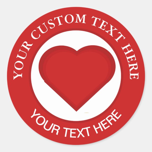 Sticker Rond Red Heart Custom Text 1 1/2 (Devant)