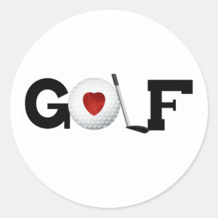 Sticker Rond Red Heart Golf