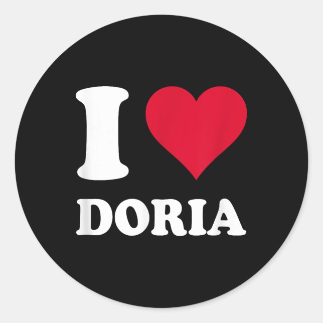 Sticker Rond Red Heart I Love Doria (Devant)