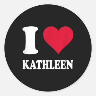 Sticker Rond Red Heart I Love Kathleen