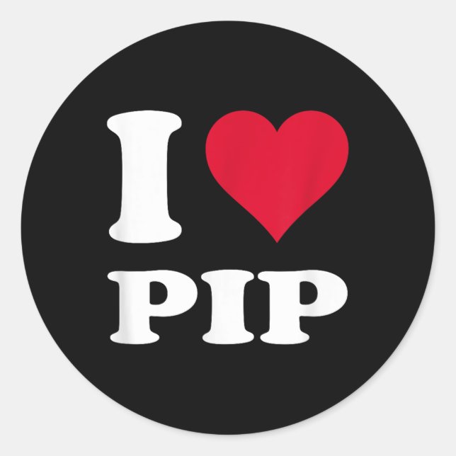 Sticker Rond Red Heart I Love Pip (Devant)