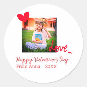 Sticker Rond Red heart love heureuse Sainte-Valentin ajouter ph
