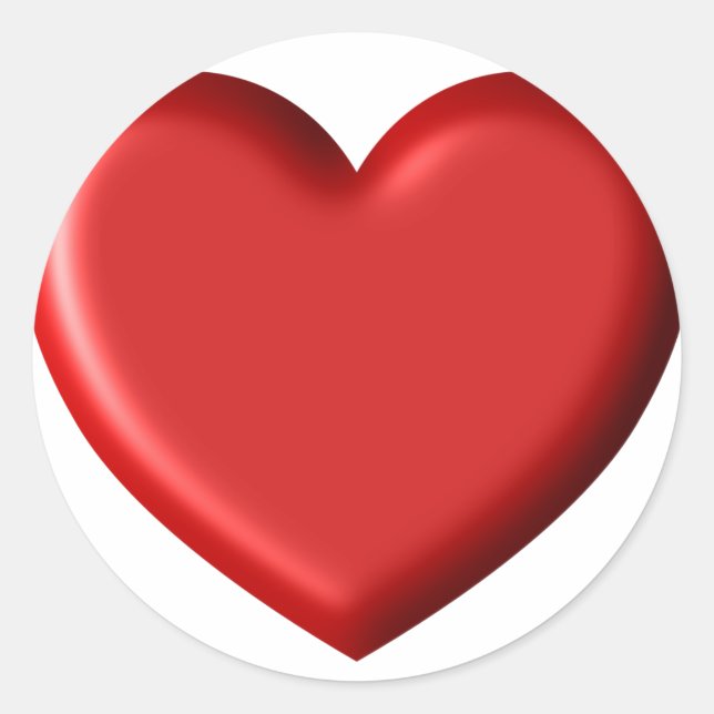 Sticker Rond Red Heart Love Romantic Puffy Heart 3D (Devant)