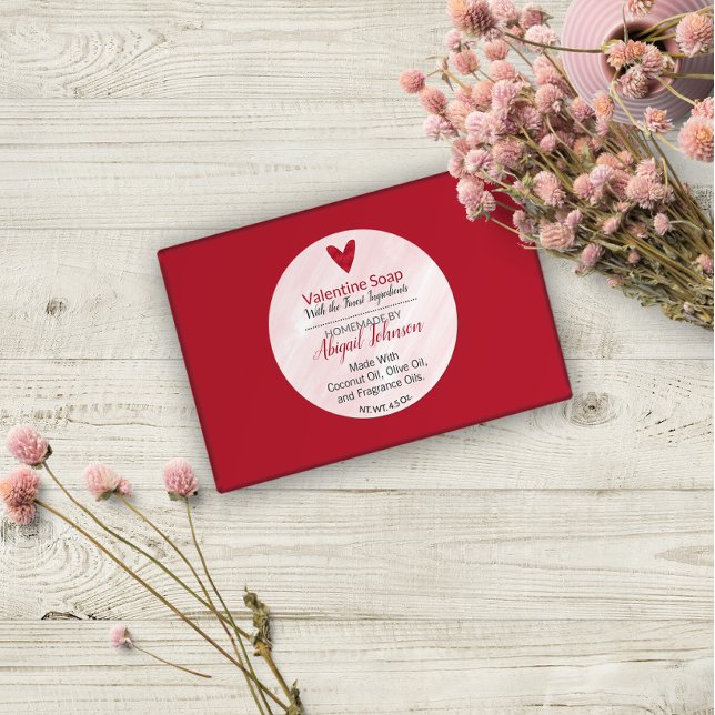 Sticker Rond Red Heart Valentine's Day fait maison savon artisa (Créateur téléchargé)