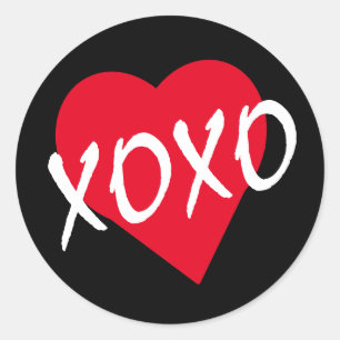 Sticker Rond Red Heart XOXO Valentine's Day Classique simple