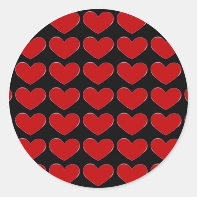 Sticker Rond Red Hearts Arrière - plan noir Mariage d'amour (Devant)