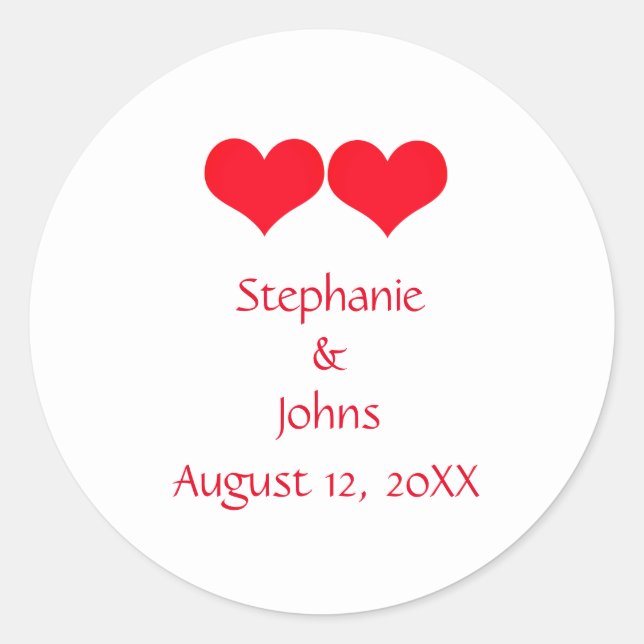 Sticker Rond Red Hearts mignon Couple Mariage Fiançailles roman (Devant)