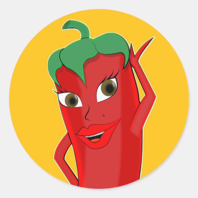 Sticker Rond Red Hot Chili Pepper Diva (Devant)