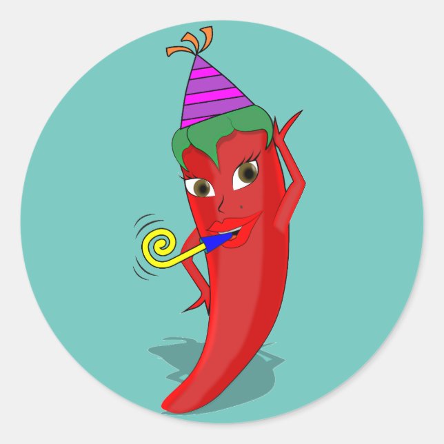 Sticker Rond Red Hot Pepper Diva Anniversaire Célébration Perso (Devant)
