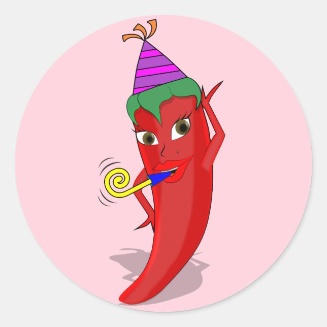 Sticker Rond Red Hot Pepper Diva Anniversaire Célébration Perso (Devant)