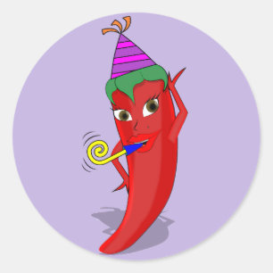 Sticker Rond Red Hot Pepper Diva Anniversaire Célébration Perso