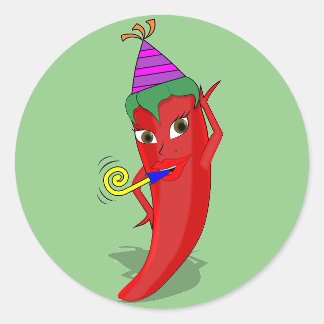 Sticker Rond Red Hot Pepper Diva Anniversaire Célébration Perso (Devant)