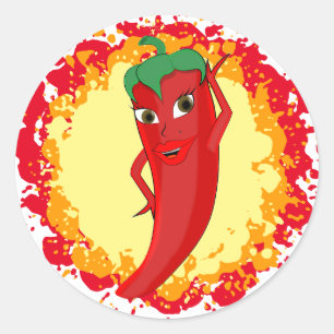 Sticker Rond Red Hot Pepper Diva Paint Splatter