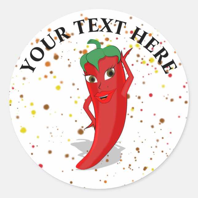 Sticker Rond Red Hot Pepper Diva Paint Splatter (Devant)