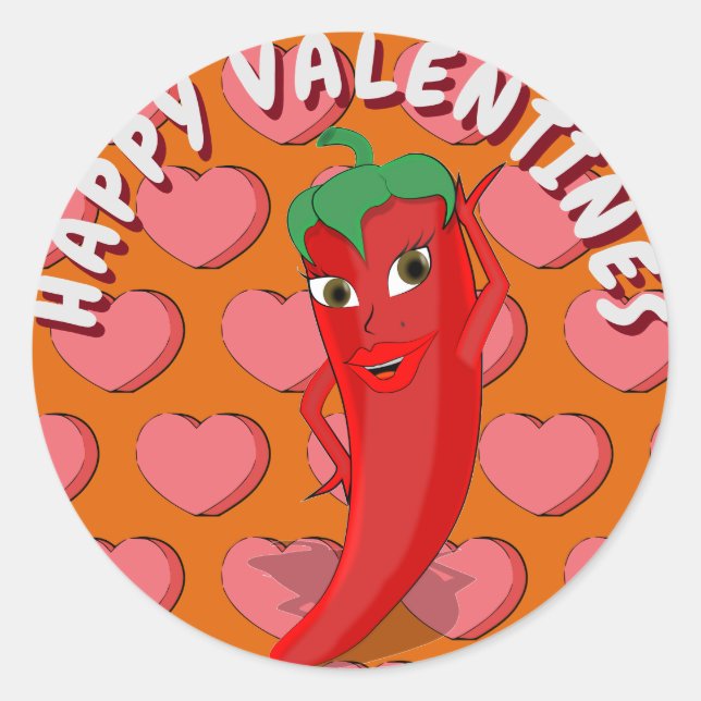 Sticker Rond Red Hot Pepper Diva Valentines (Devant)