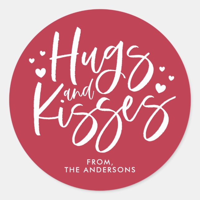 Sticker Rond Red Hugs and Kisses Saint Valentin (Devant)