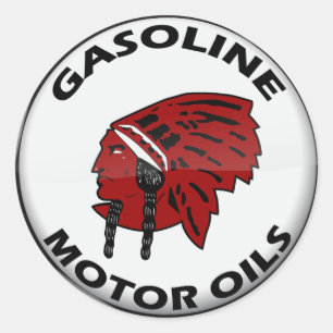 Sticker Rond Red Indian Gasoline vintage signe vers.