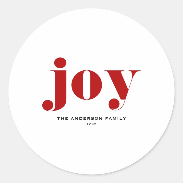 Sticker Rond Red Joy Bold Tygraphy Modern Christmas  (Devant)