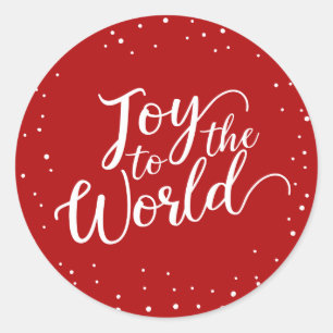 Sticker Rond Red Joy to the World Holiday