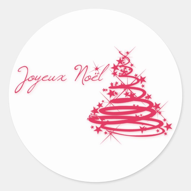 Sticker Rond Red Joyeux Noël avec sapin de Noël (Devant)