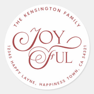 Sticker Rond Red Joyful moderne Adresse de retour
