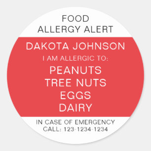 Sticker Rond RED Kids Allergie Personnalisée Je Suis Allergique