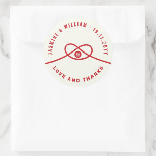 Sticker Rond Red Knot Union Double Bonheur Mariage chinois