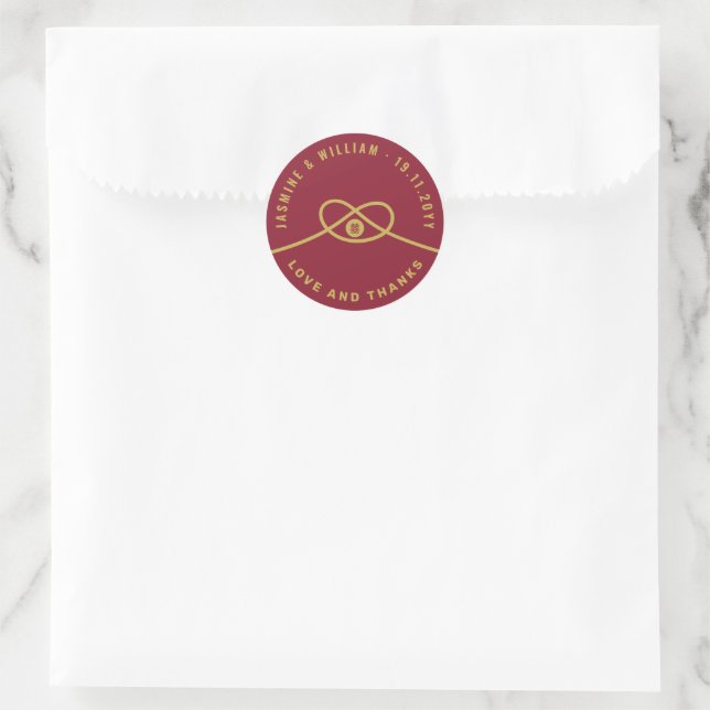Sticker Rond Red Knot Union Double Bonheur Mariage chinois (Sac)
