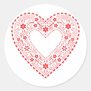 Sticker Rond Red Lace Heart
