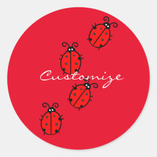 Sticker Rond Red Ladybugs Crawling Thunder_Cove